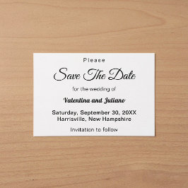 Minimalistische schwarze und weiße Hochzeit Save The Date