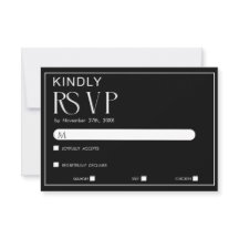 Minimalistische schwarze und weiße Hochzeits-RSVP-