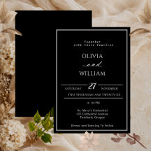 Minimalistische schwarze und weiße Hochzeitseinlad