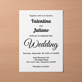 Minimalistische schwarze und weiße Hochzeitseinlad Einladung