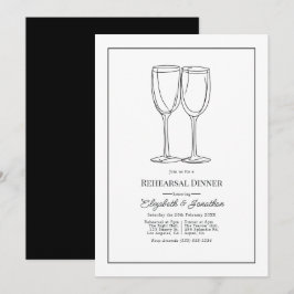 Minimalistische schwarze und weiße Hochzeitsprobe- Einladung