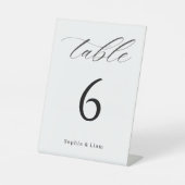 Minimalistische schwarze und weiße Hochzeitstisch- Sockelschild (Vorderseite)