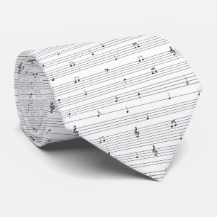 Minimalistische schwarze und weiße Notenlinien Krawatte