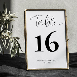 Minimalistische schwarze und weiße Schrift Tischnu Tischnummer