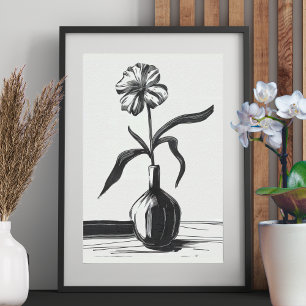 Minimalistische schwarze und weiße Tintenschwarz-W Poster