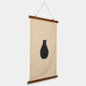 Minimalistische schwarze Vase Wandteppich Mit Holzrahmen (Gewinkelt)