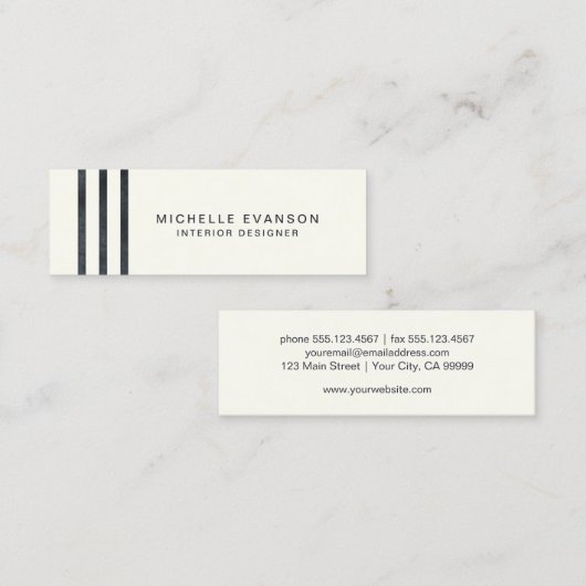 Minimalistische schwarze Wasserfarben Streifen auf Mini Visitenkarte (Vorne/Hinten)
