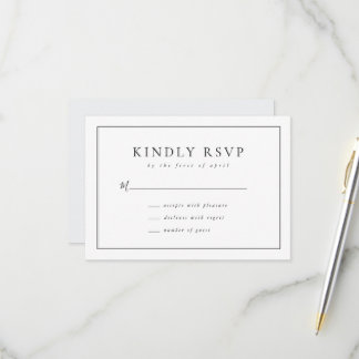 Minimalistische schwarze weiße elegante Hochzeits- RSVP Karte