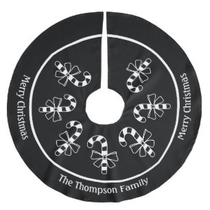 Minimalistische, schwarze, weiße Kantenchen mit Te Polyester Weihnachtsbaumdecke