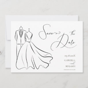Minimalistische schwarze weiße Schrift Hochzeit Save The Date