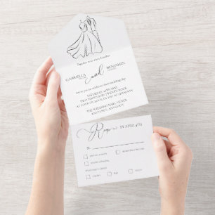 Minimalistische schwarze weiße Schriftformelle Hoc All In One Einladung