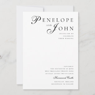 Minimalistische schwarze weiße Typograf Hochzeit Einladung