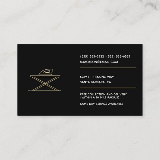 Minimalistische Schwarzgoldwäsche Berufliche Wäsch Visitenkarte (Rückseite)