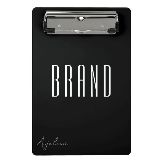 Minimalistische Schwarzweiß-Moderne EMPIRE Schrift Mini Klemmbrett (Vorderseite)