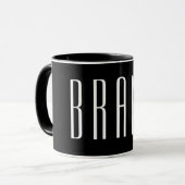 Minimalistische Schwarzweiß-Moderne EMPIRE Schrift Tasse (Vorderseite Links)