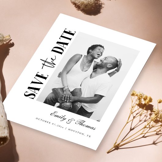 Minimalistische Schwarzweiß-Save the Date-Karte Save The Date
