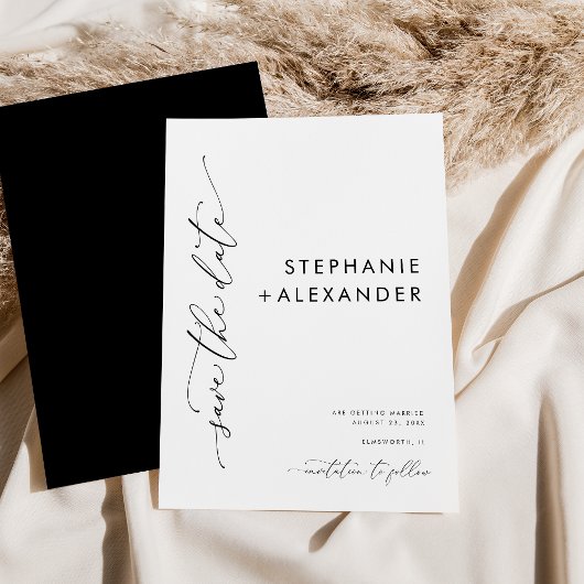 Minimalistische Schwarzweiß-Save the Date-Karte Save The Date