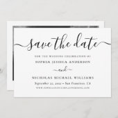 Minimalistische Schwarzweiß-Schrift | Elegantes Fo Save The Date (Vorne/Hinten)