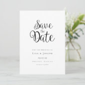 Minimalistische Schwarzweiß-Schrift Save The Date (Stehend Vorderseite)