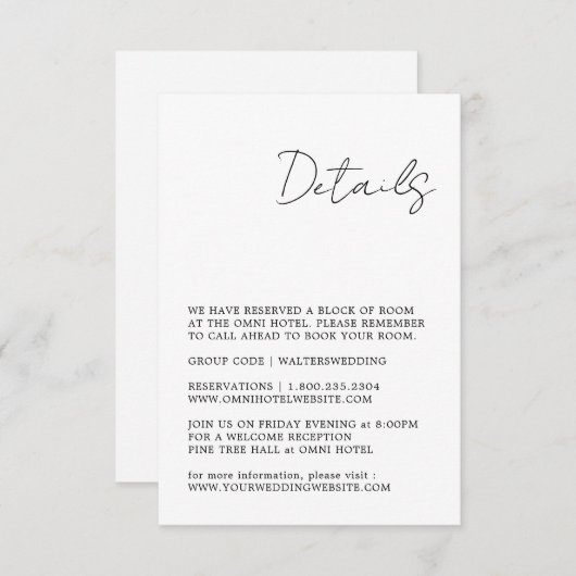 Minimalistische Schwarzweiß-Umschließkarte Begleitkarte (Vorne/Hinten)