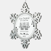 Minimalistische Schwarzweiß-Zuhause Schneeflocken Zinn-Ornament (Rechts)