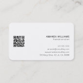 Minimalistische schwarzweiße Typografie Visitenkarte (Rückseite)