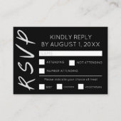 Minimalistische Schwarzweißkarte (RSVP) Begleitkarte (Vorderseite)