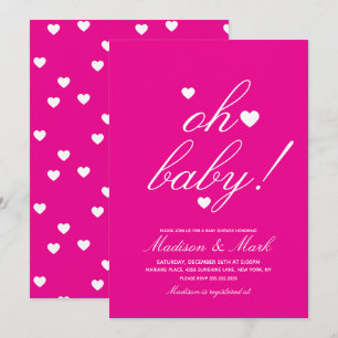 Minimalistische schwebende Herzen Baby Shower Pink Einladung