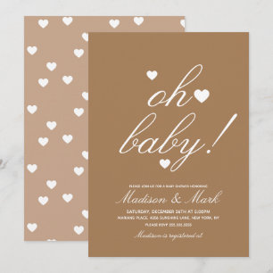 Minimalistische schwebende Herzen  Babyparty Erdig Einladung