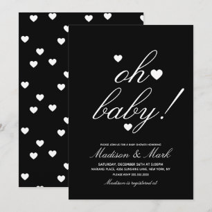 Minimalistische schwebende Herzen Schwarze Babypar Einladung