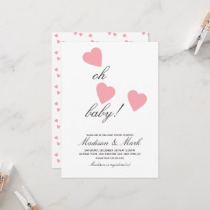 Minimalistische schwebende rosa Herzen Baby Shower Einladung