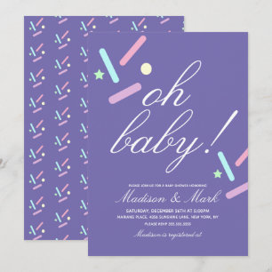 Minimalistische schwebende Streusel Lila Baby Show Einladung