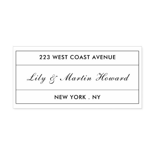 Minimalistische Script-Adresse in Schwarz und Weiß Permastempel (Design)