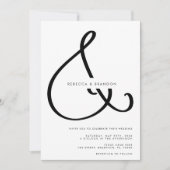 Minimalistische Script-Ampersand in einer Hochzeit Einladung (Vorderseite)