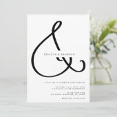 Minimalistische Script-Ampersand in einer Hochzeit Einladung (Stehend Vorderseite)