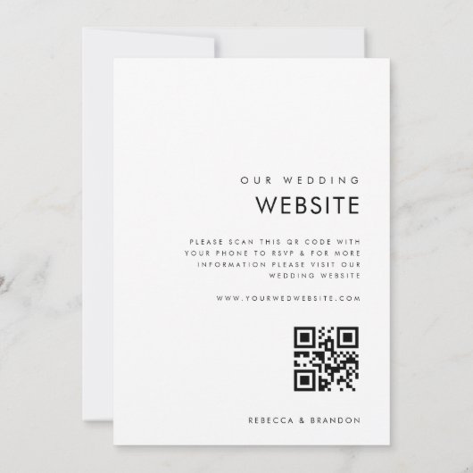 Minimalistische Script-Ampersand in einer Hochzeit Einladung (Rückseite)