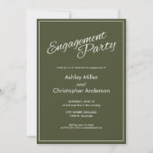 Minimalistische Script Army Green Engagement Party Einladung (Vorderseite)