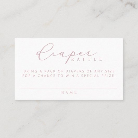 Minimalistische Script-Baby-Duschdusche Windeln Ra Platzkarte (Rückseite)