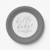 Minimalistische Script Baby-Dusche Pappteller (Vorderseite)