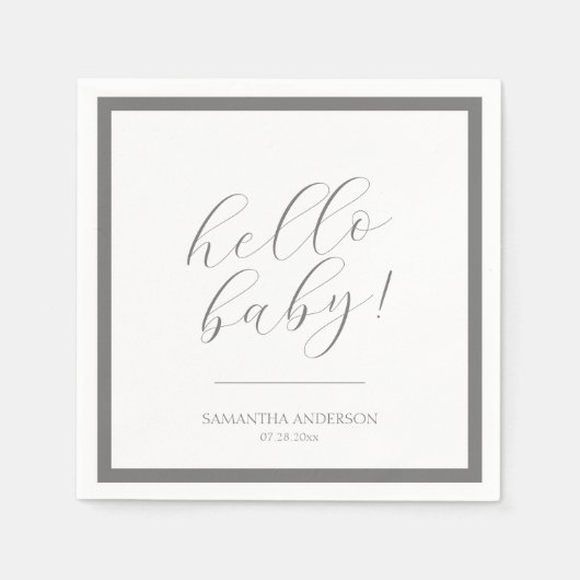 Minimalistische Script Baby-Dusche Serviette (Vorderseite)