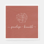 Minimalistische Script-Blume Boho Terracotta Weddi Serviette (Vorderseite)