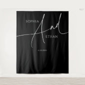 Minimalistische Script Calligraphy Black Wedding Wandteppich (Vorderseite)