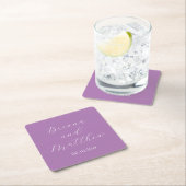Minimalistische Script Calligraphy Lavender Weddin Rechteckiger Pappuntersetzer (Vor Ort)