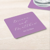 Minimalistische Script Calligraphy Lavender Weddin Rechteckiger Pappuntersetzer (angewinkelt)