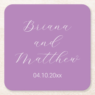 Minimalistische Script Calligraphy Lavender Weddin Rechteckiger Pappuntersetzer