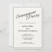 Minimalistische Script-Charco-Black-Engagement-Par Einladung (Vorderseite)