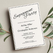 Minimalistische Script-Charco-Black-Engagement-Par Einladung