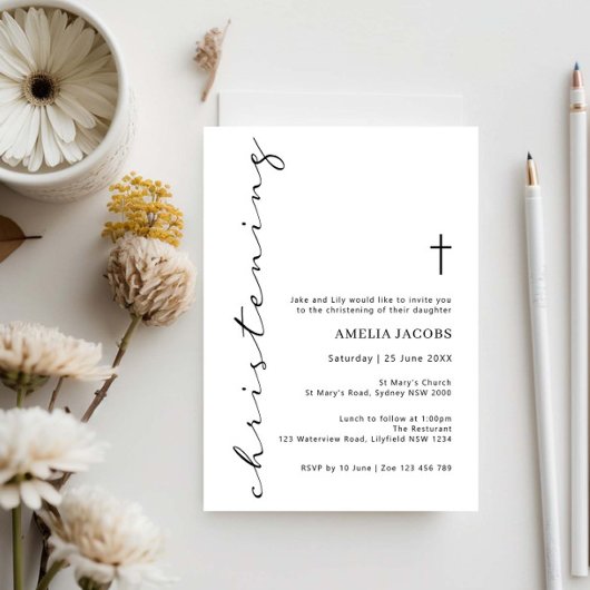 Minimalistische Script-Christening-Typografie Einladung