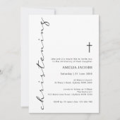 Minimalistische Script-Christening-Typografie Einladung (Vorderseite)