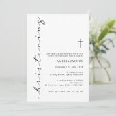 Minimalistische Script-Christening-Typografie Einladung (Stehend Vorderseite)